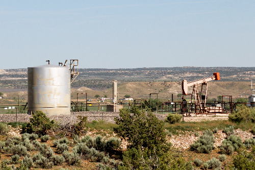 Oil pumping site in rural New Mexico